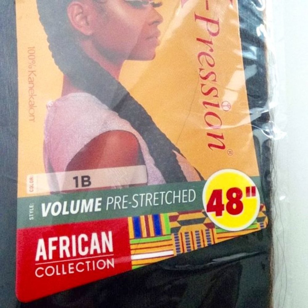 New X-pression Volume Pre-Stretched 48" Braid Hair African Collection Color 1B